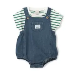 プティマイン ロンパース サロペットロンパース デニム ボーダー 80