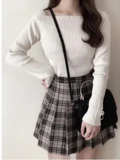 GRL スクエアネックリブニットトップス[rut072]