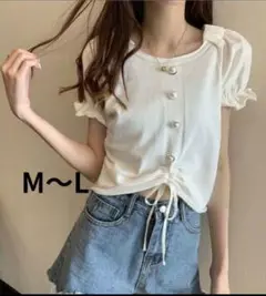 ［値下げ］レディース　トップス　半袖　ショート丈　オルチャン　白　M〜Lサイズ