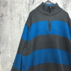 ＜希少＞TOMMY HILFIGERハーフジップ ボーダーニット size L