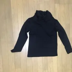 ブラック タートルネック ニット長袖シャツ