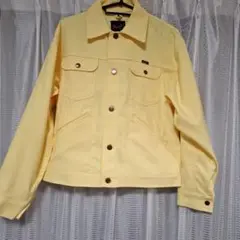 イエロー デニムジャケット ボタン付き