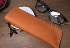 メガネケース リング付き　レザークラフト 本革使用 B005