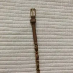 ベージュ レザー チェーンベルト ゴールドバックル　97センチのサムネイル
