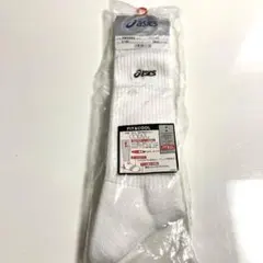 《新品未使用》asics アシックス　ハイソックス　 ホワイト/ブラック刺繍24