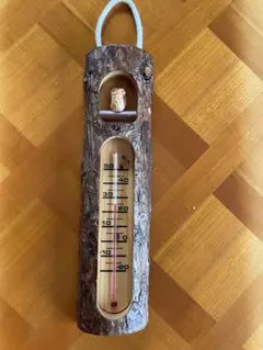 【木製気温計 木彫りフクロウ付き】他商品￥1,000以上の購入で無料同梱します！