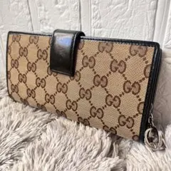 GUCCI GGキャンバス　長財布　L字ファスナー　インターロッキング　ブラック