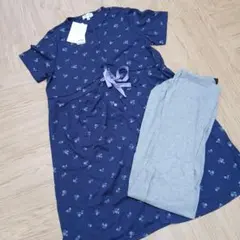 【新品】ANGELIEBE 半袖マタニティパジャマワンピース M
