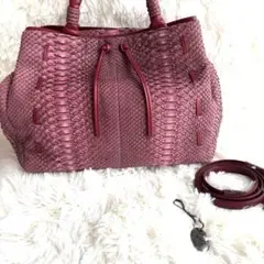 美品☆レアカラーJRA認定パイソン２wayバッグ　ハンドバッグショルダーバッグ