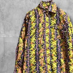 ヴィンテージ　70s 80s レトロポップ　昭和レトロ 古着 花柄　シャツ