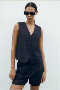 新品未使用 タグ付き ZARA テーラードリネンブレンドベスト
