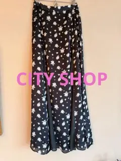 CITYSHOP シティショップ　花柄フレアスカート ブラックのサムネイル