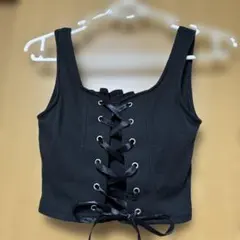 グレイルGRL黒編み上げビスチェ？タンク、トップスS可愛い♡のサムネイル