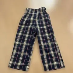 ネイビー系チェック柄ワイドパンツ