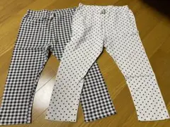 女の子 130サイズ チェック柄・ドット柄 レギンス スパッツ2枚セット