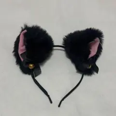 黒猫　ネコ耳　カチューシャ　パーティー　コスプレ　鈴　リボン　にゃん　イベント