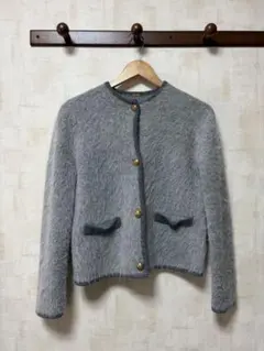 金釦短丈アルパカニットカーデジャケット