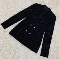 ZARA ザラベーシック　ジャケット　金ボタン　ストライプ　ブラック　XS