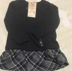 ☆新品未使用 無印 ワンピース チュニック ネイビーチェック サイズ90 長袖