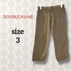 ダブルネーム【3】コットンリネンカーゴパンツ ドロスト ブラウン 無地 綿麻