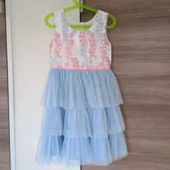 JonaMichelle　ドレス　120　発表会　水色　 フラワー　ティアード