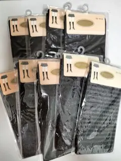 ハイソックス フリーサイズ　80デニール　9足　ストレッチ素材　黒、杢グレー、柄