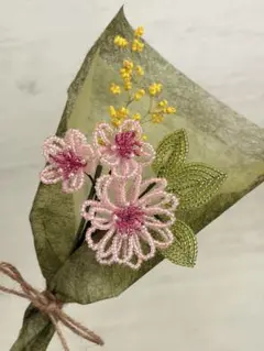 ビーズフラワー　桜色のブーケ