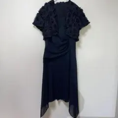 パーティー　Aライン　ドレス　ボレロ　セット　ブラック　ドット　花　S7 M9