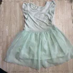 ミントグリーン 半袖チュールワンピース