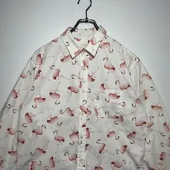 CIAO チャオ　総柄シャツ　サイズL　ポケット　フラミンゴ　おしゃれ　古着