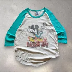 USA製 Disney Mickey 七分袖 ラグラン Tシャツ ビンテージのサムネイル