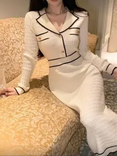 リブニットワンピース