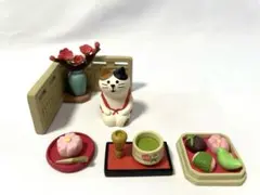 デコレ コンコンブル お花見 お抹茶盆 三毛猫ごあいさつ 和菓子