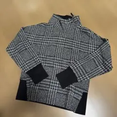 theory チェック柄ハイネックニット