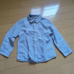 4歳用 青と白のストライプ長袖シャツ