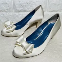 BENIR シルクサテン ウエディングパンプス 39 白 ビジュー付 25cm