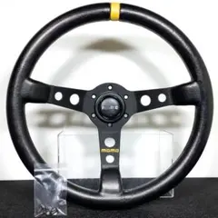 モモ モデル08 35φ ディープコーン ブラックレザー 良品 ホーンボタン