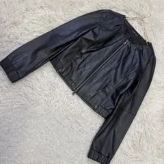 INDIVI ライダースジャケット ブラック 40 ノーカラー キレイめのサムネイル