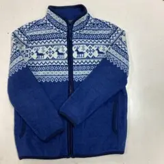 青色 フリースジャケット 鹿柄 120㌢