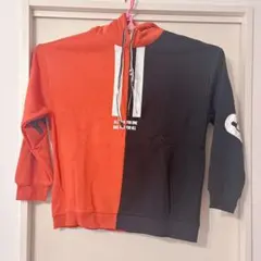 パーカー 裏起毛 プルオーバー 2XL オーバーサイズ スウェット 黒/オレンジ