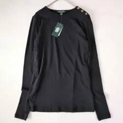 【LAUREN RALPH LAUREN】ボタンショルダー クルーネック トップ