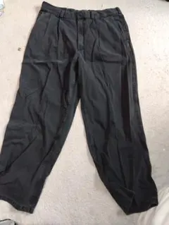 ブラック ワイドパンツ コットン混紡