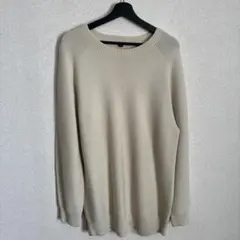 ベージュ クルーネック ニットセーター XL