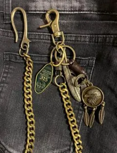 ウォレットチェーン アメカジ 喜平 カラビナ ヴィンテージ 編み込み イーグル