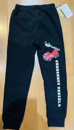 キッズ　ロングパンツ　長ズボン　消防車　120サイズ　ブラック
