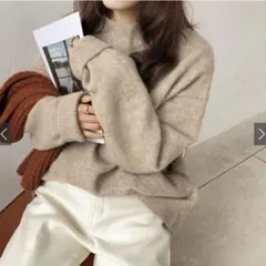GRL グレイル　長袖ニット ベージュ クルーネック シンプル　冬服　秋服