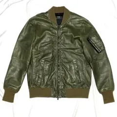archive cathy jane ダブルジップ レザージャケット cathy jane Early 00s Worn-out Sheepskin Hooded Leather Jacket