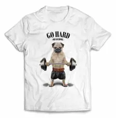 【優良在庫 】筋トレ パグ ブラウン 犬 いぬ ジム 半袖 Tシャツ メンズ