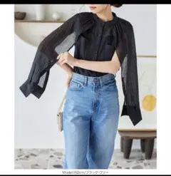 ブラウス 長袖 ノースリーブ シアー ストライプ 3way レディース