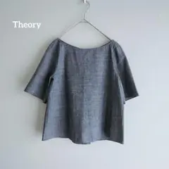 Theory CRUNCH WASHリネン混 半袖ブラウス プルオーバー 紺 S - メルカリ